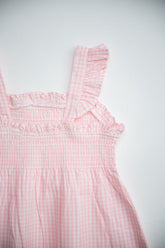 Pink Gingham Smocked Tank Top